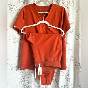 Figs Women's Scrub Top in Vibrant Orange